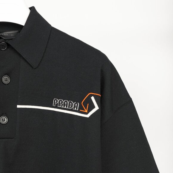 Prada AW/18 Nero Logo Oversized Knit Polo - Picture 4 of 13